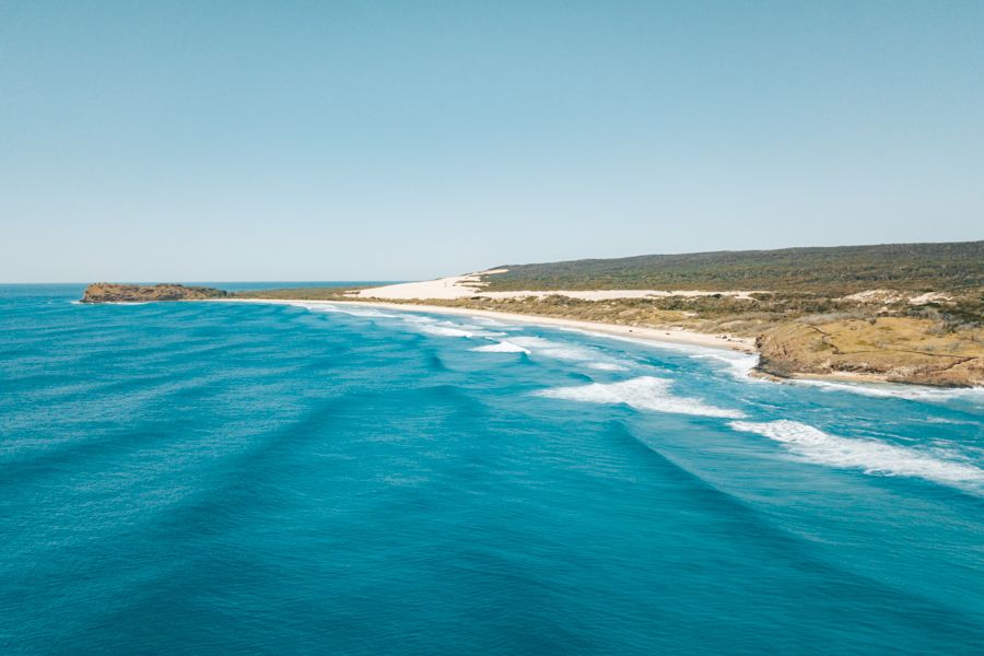 K'gari (Fraser Island) coastline on a beautiful day