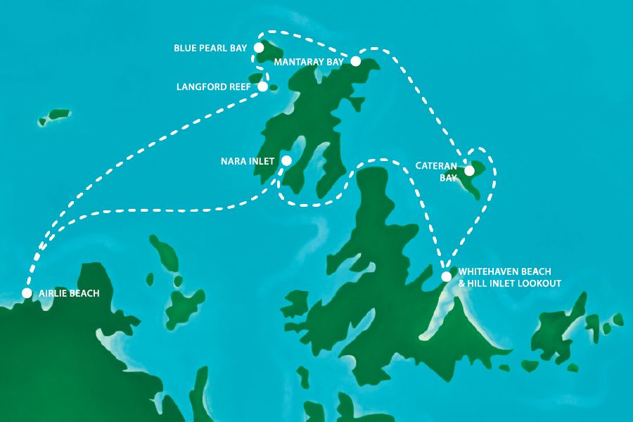 Trip route whitehaven beach sailing whitsundays 