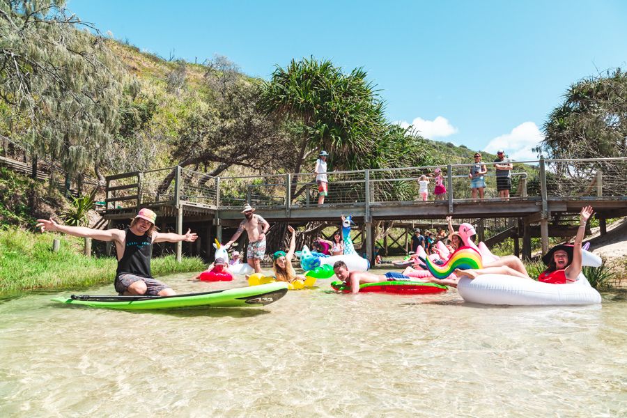 Floating down Eli Creek on Fraser Island