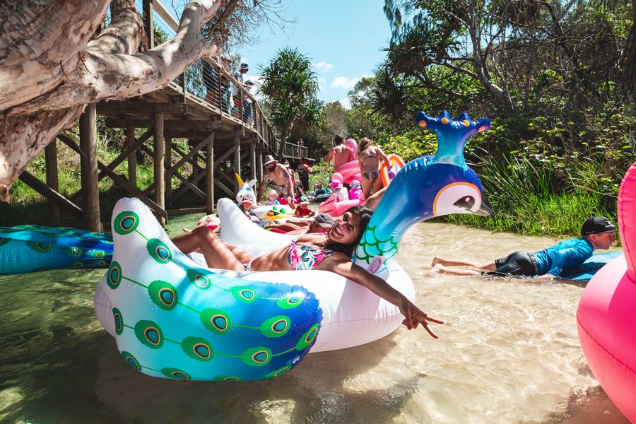 Floating down Eli Creek on Fraser Island