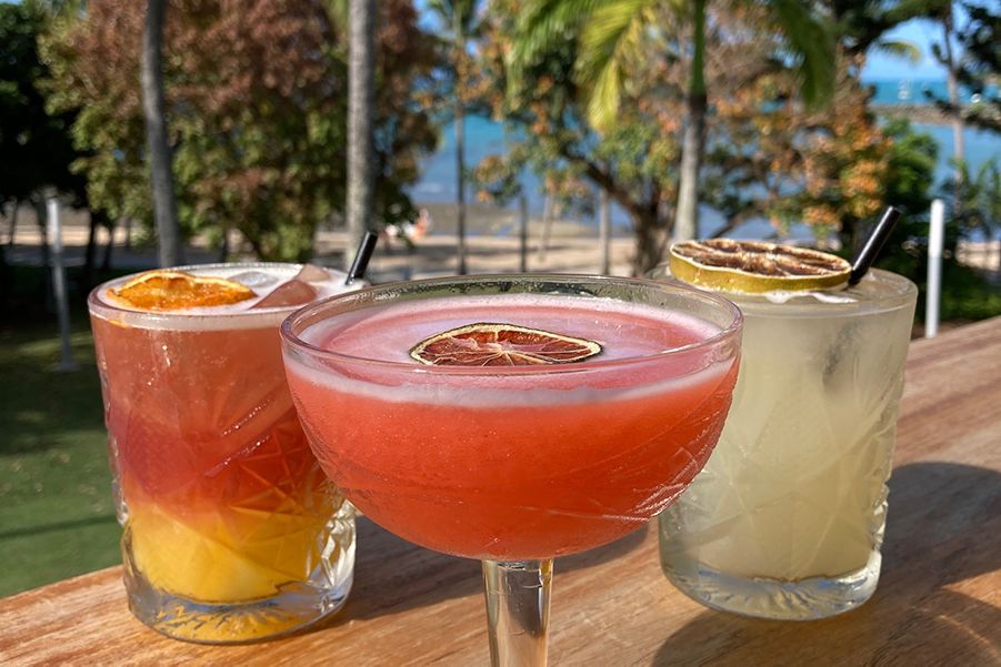 Three cocktails lined up at Paradiso Rooftop Bar and Restaurant