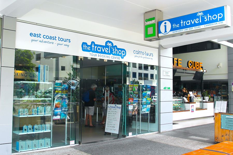 A picture of a shopfront with the sign reading 'The Travel Shop'