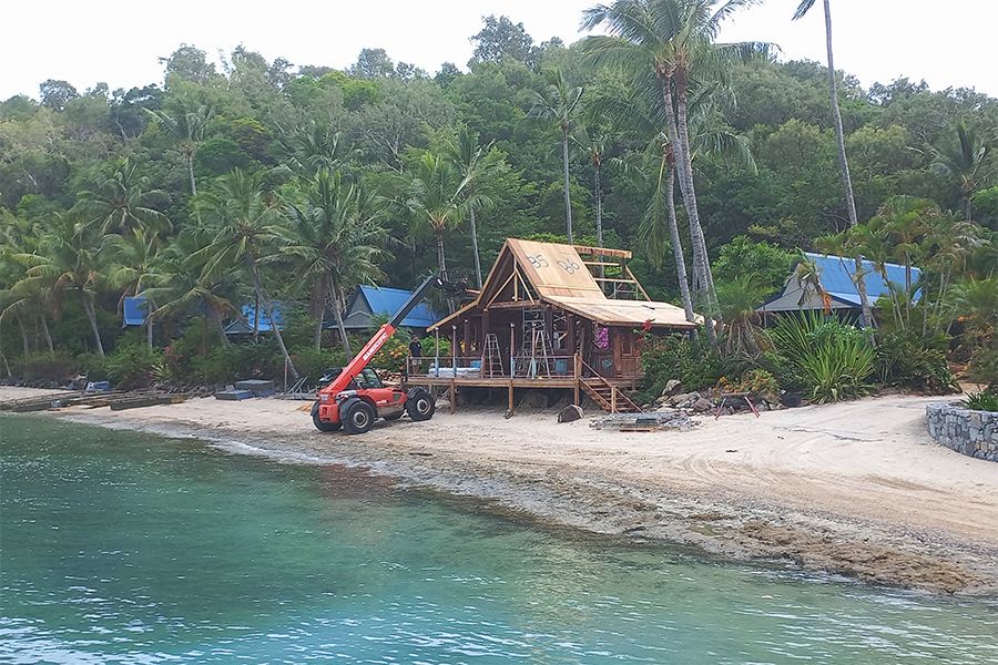 Ticket to Paradise film crew builds a Balinese inspired set on Long Island, Whitsundays.