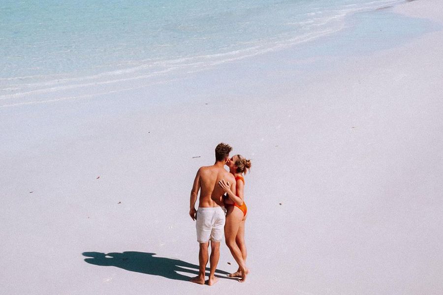 Nanja and Jason Instagram Influencer Couple Romance Island Getaway Whitehaven Beach Whitsundays