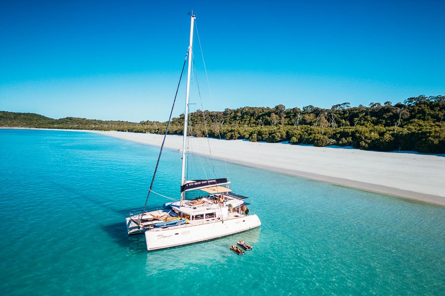 whitsunday pearl moored near whitehaven beach