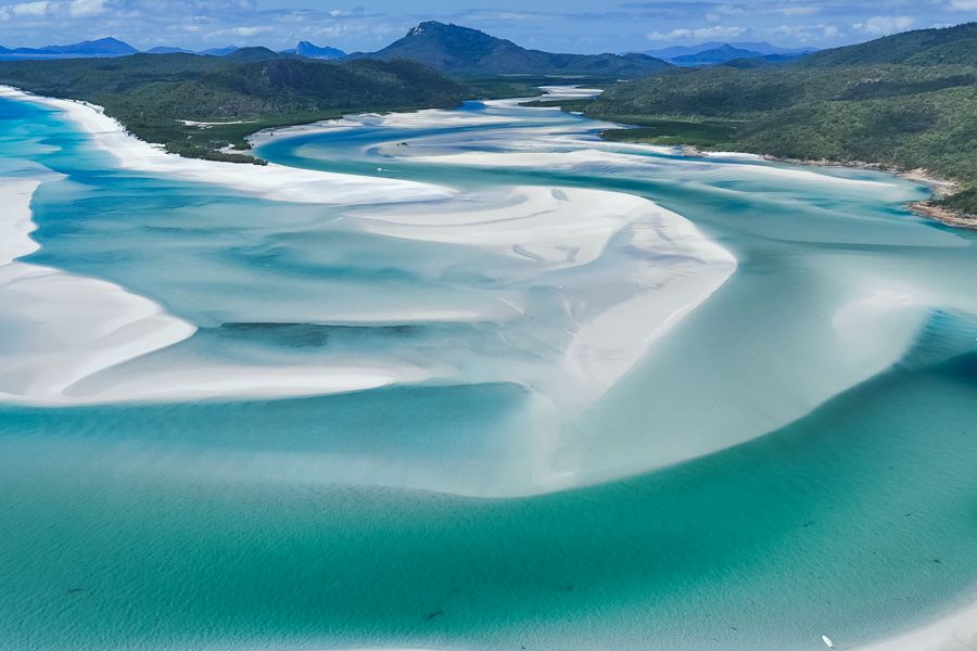 aerial view of whitehaven beach swirling sands
