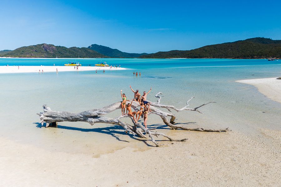 people gathered on whitehaven beach whitsundays
