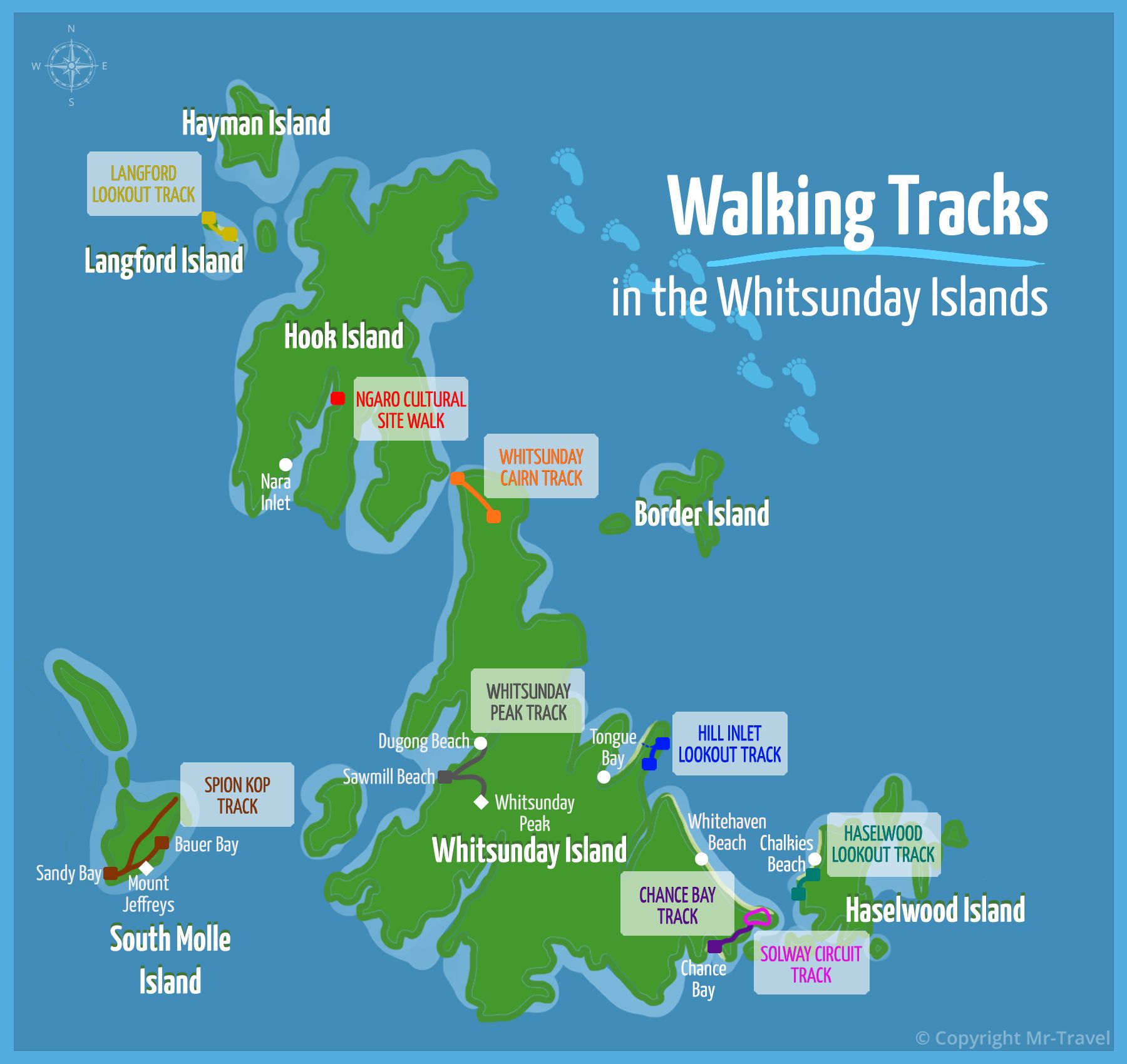 Whitsunday Islands Hiking Walk Tracks Map