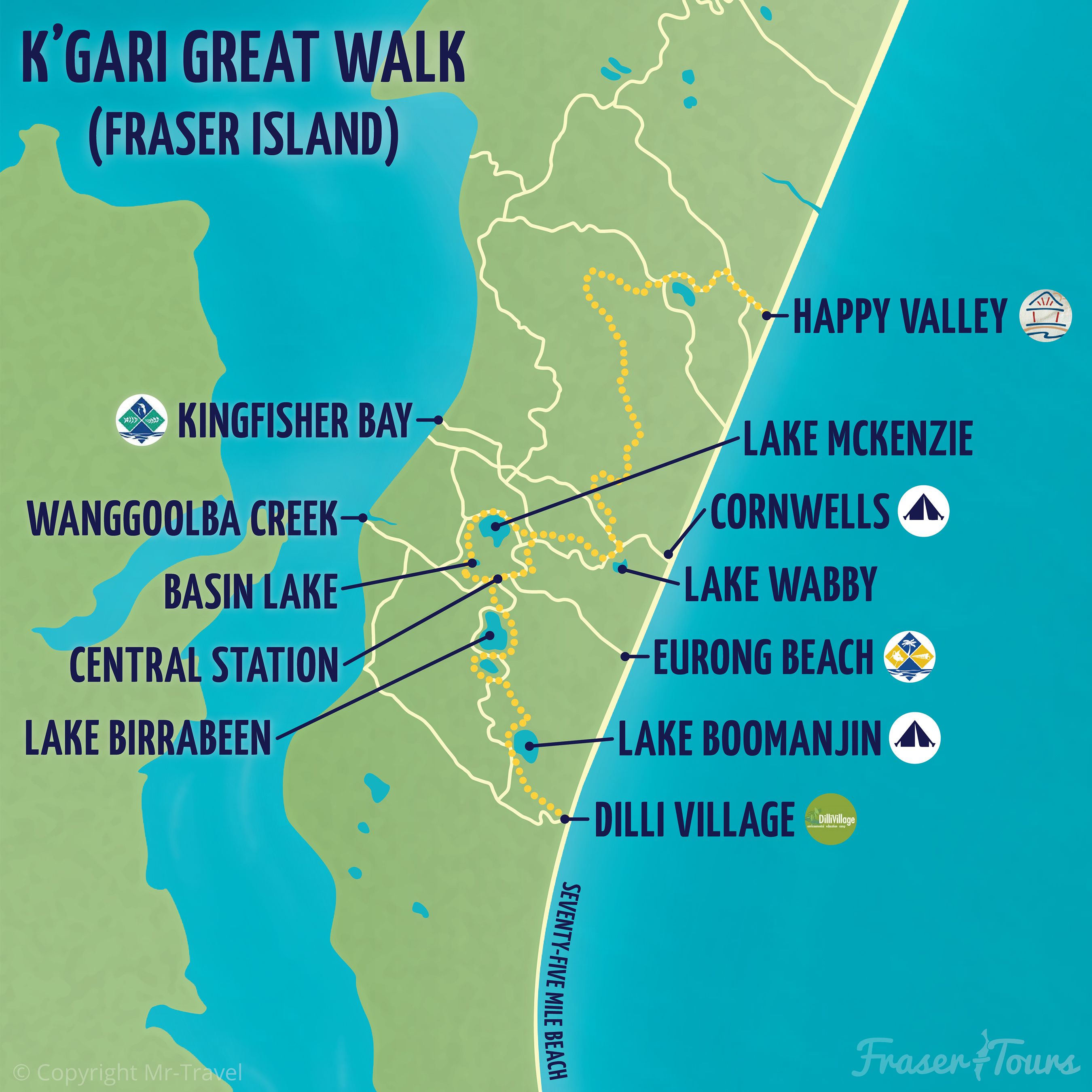 Map of the K'gari Great Walk 