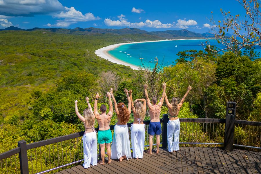 A group at Hill Inlet Lookout on Whitsunday Island