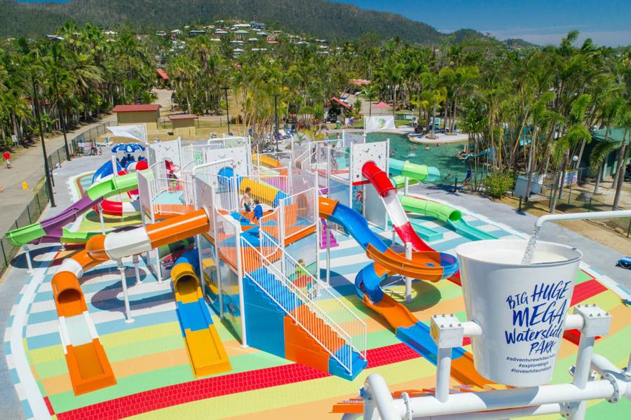 Waterslides in a caravan park