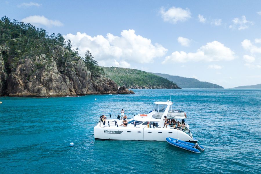 Powerplay Private Charter cruising past Hook Island, Whitsundays