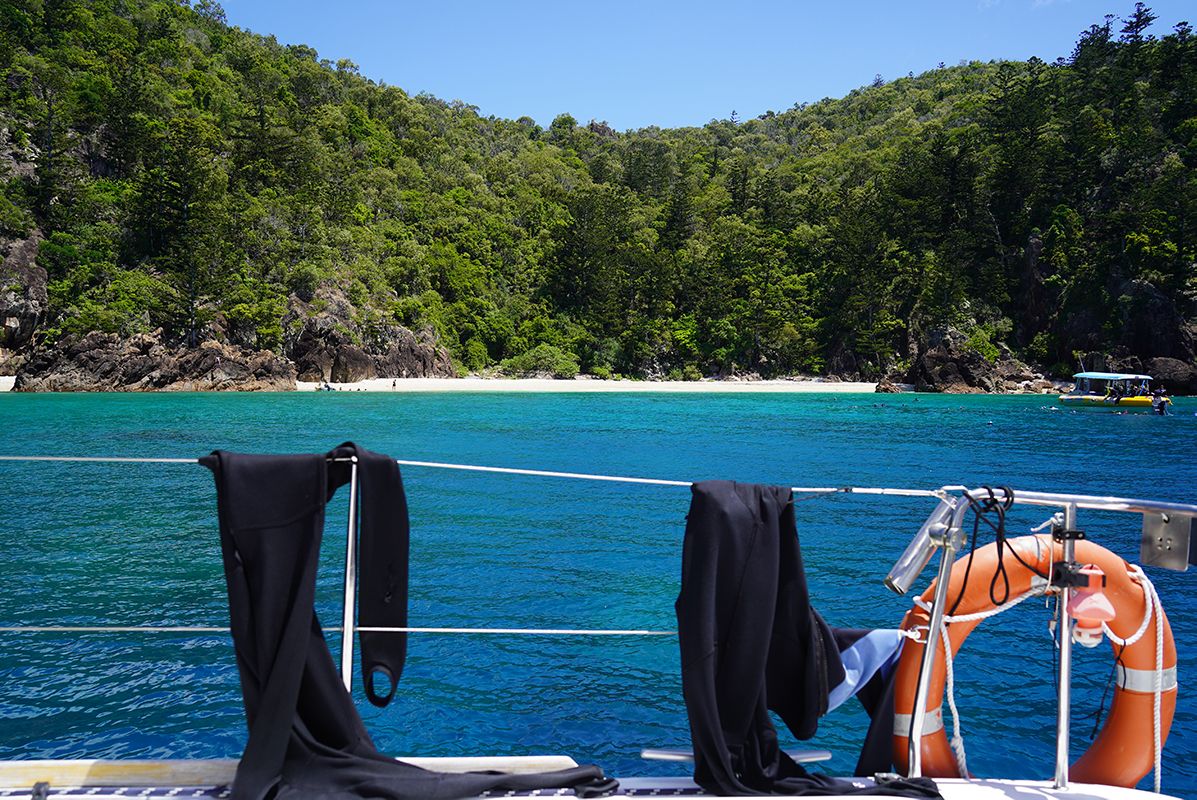 Whitsunday Getaway Catamaran moored off Mantaray Bay, Hook Island, Whitsundays