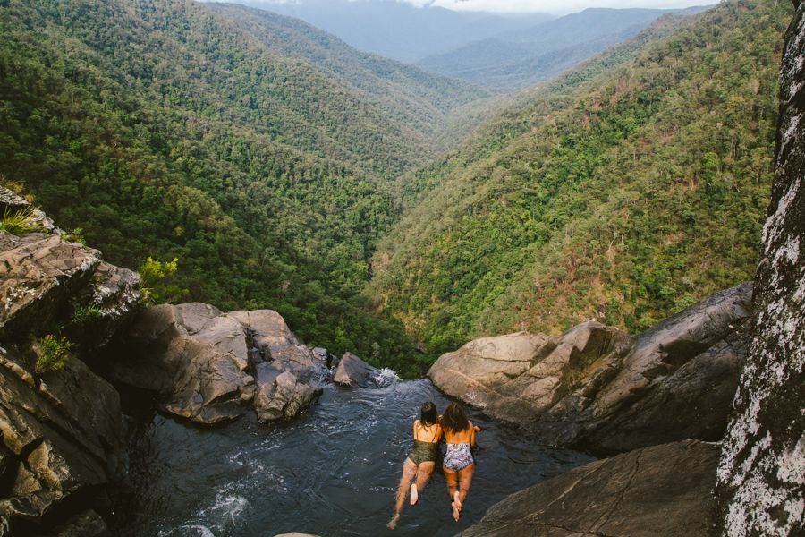 Windie Falls, two girls sitting in a rock pool