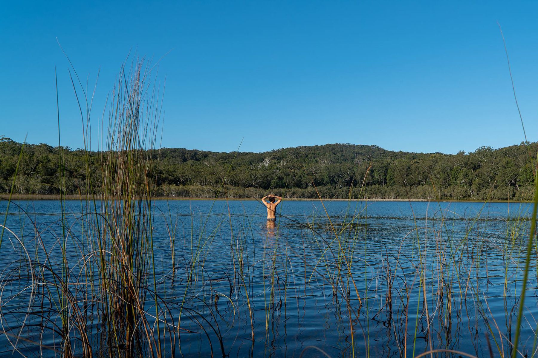 Lake Jennings person standing in the water