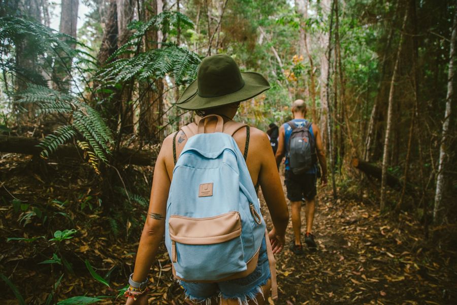 girl hiking to Windin Falls