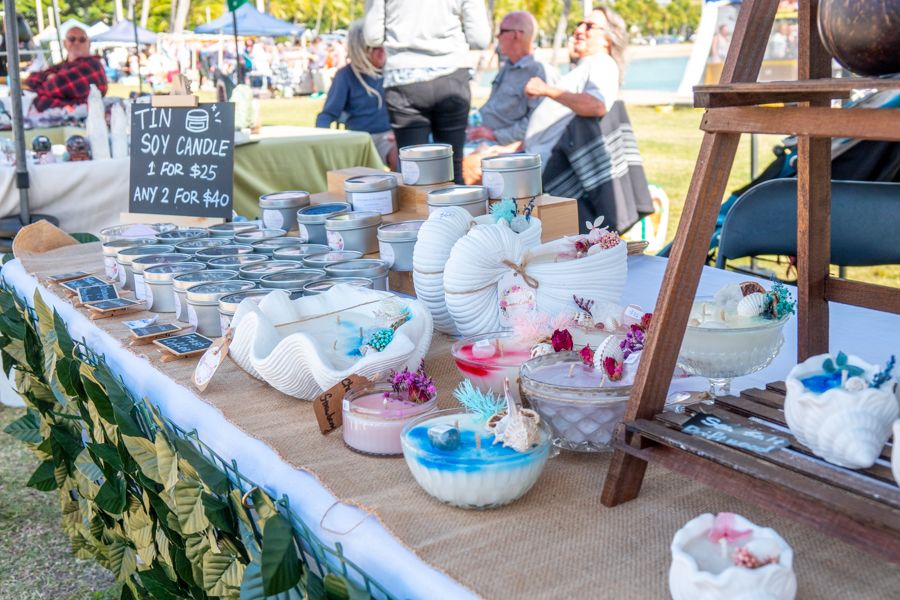 A collection of market stall handmade candles