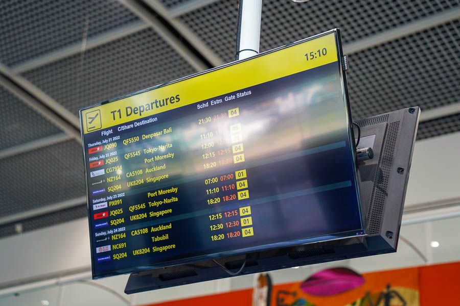 Cairns Airport in Cairns, Queensland Cairns Airport screen in Terminal 1