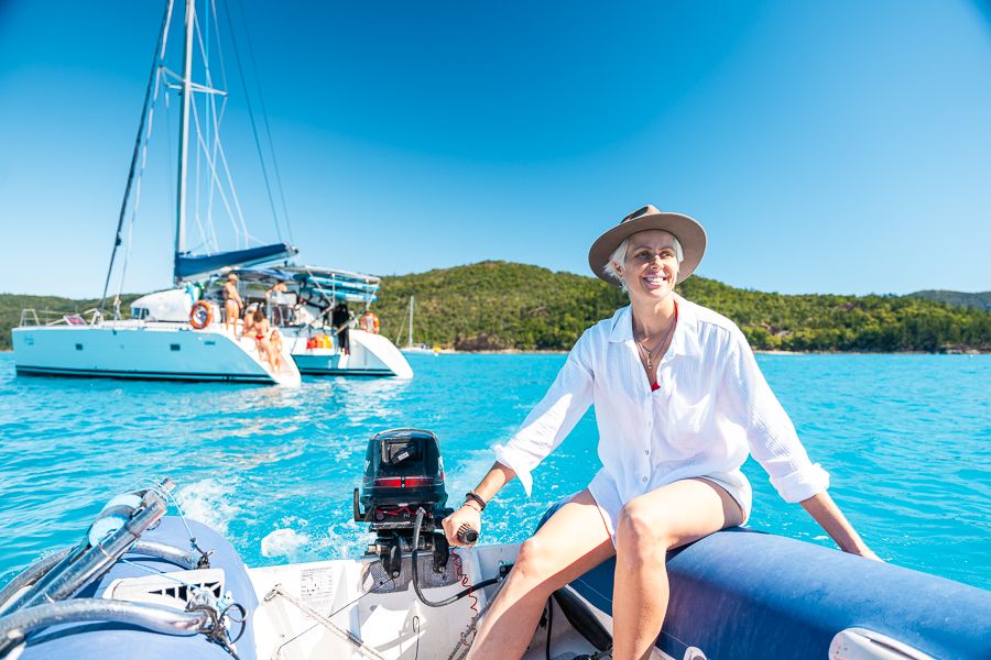 A tender boat in the Whitsundays transferring guests