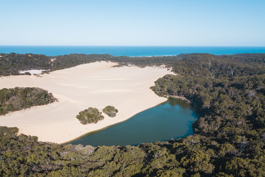 aerial view of lake wabby fraser island