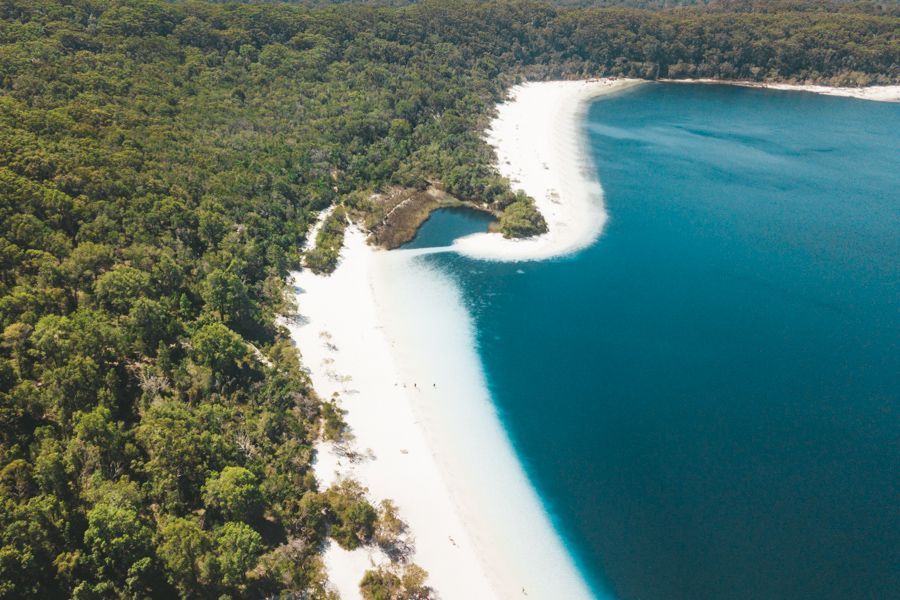 aerial view of lake mckenzie on fraser island