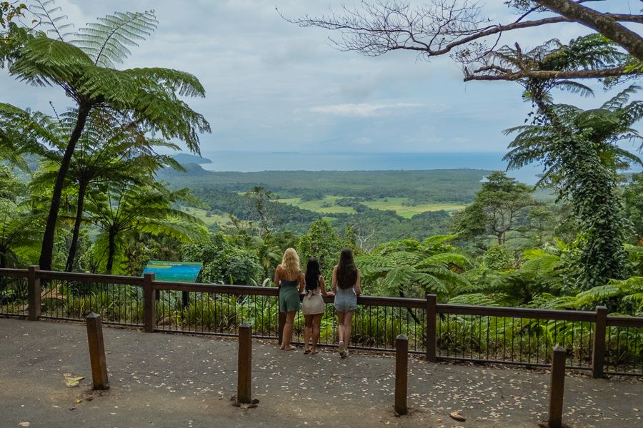 girls at a daintree rainforest lookout near cairns