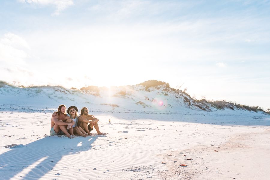 people sitting on the sand