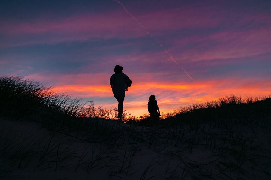 silhouette in front of sunset