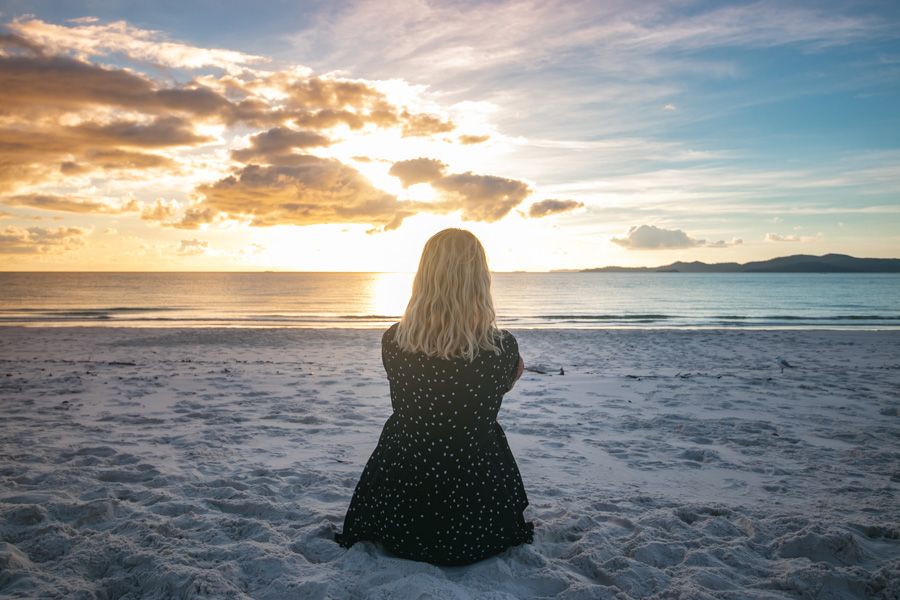 girl watching the sunrise