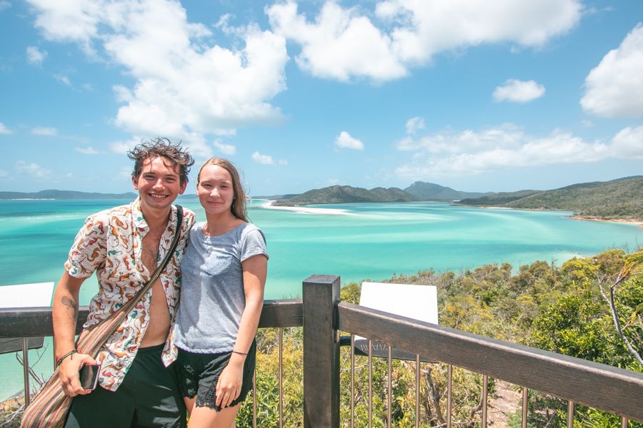 couple posing at hill inlet lookout