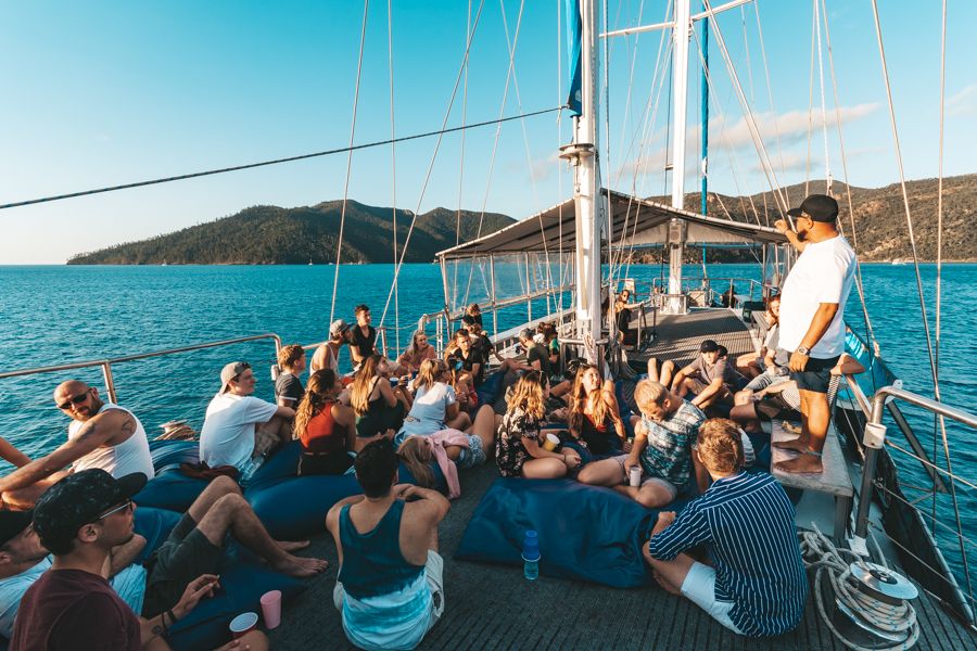 group tour on a sail boat