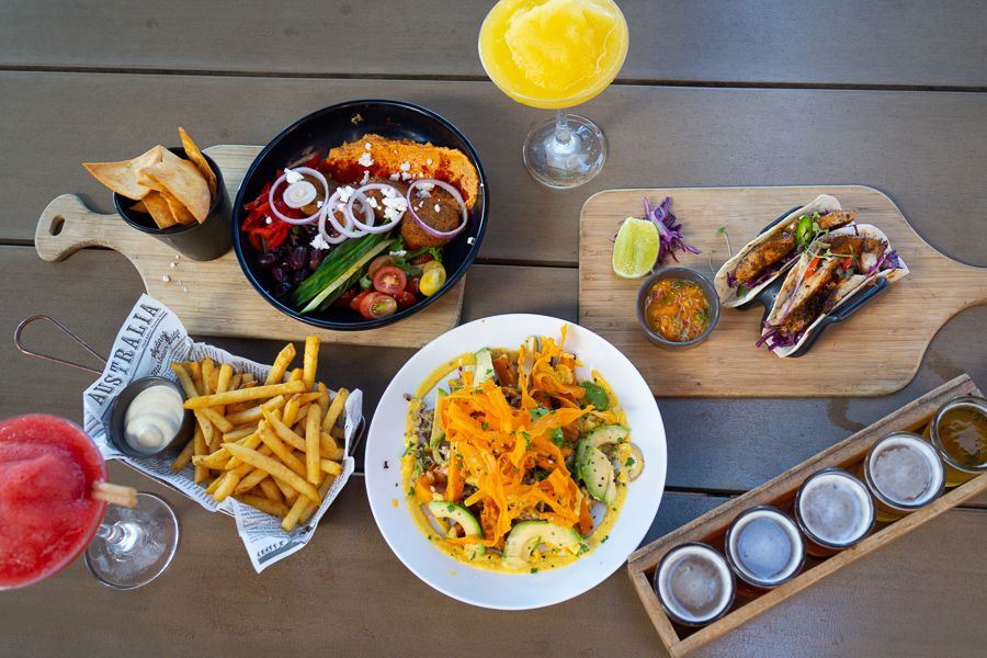 spread of food at a restaurant