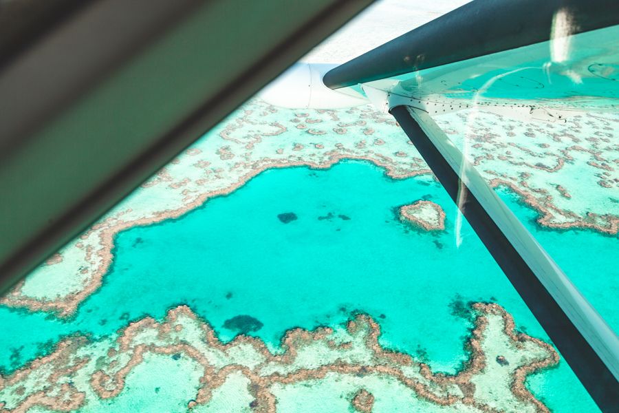 view of great barrier reef from a seaplane