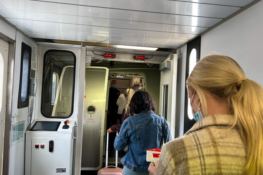 People boarding the plane 