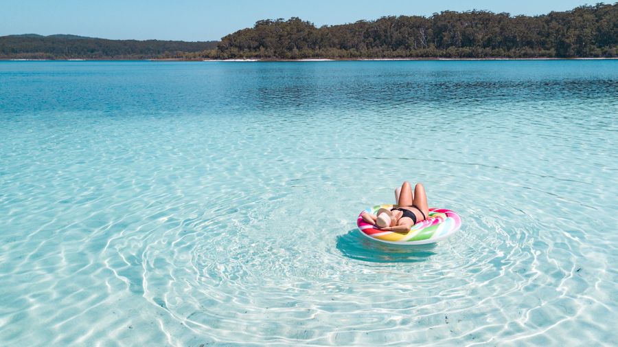 floating on lake