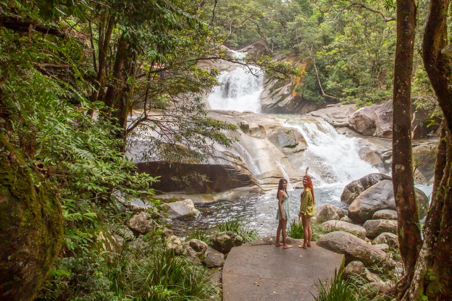 two girls at the bottom of Josephine Falls