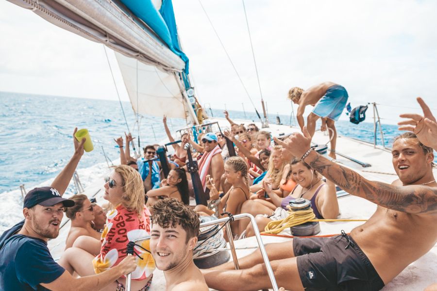 tour group on board a boat