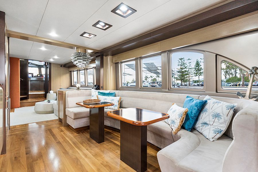 Interior lounge areas on Texas T Superyacht