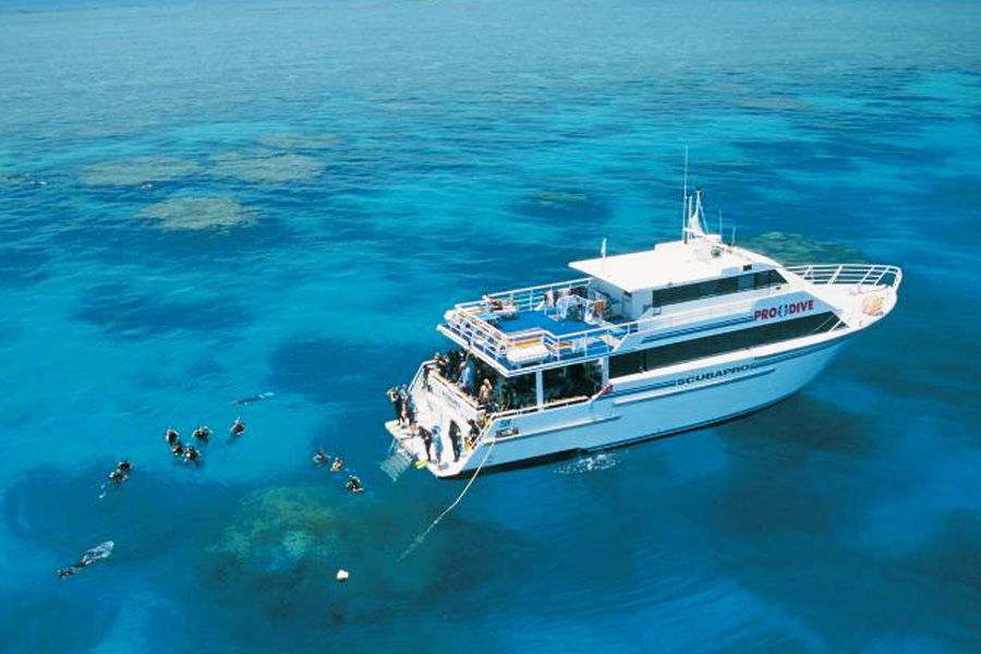 Pro Dive boat at sea on the great barrier reef