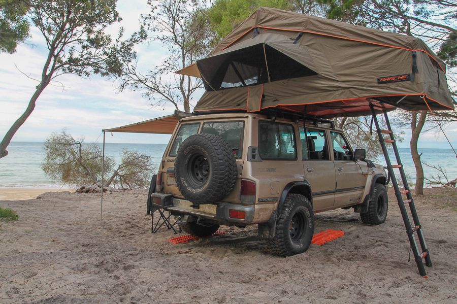 Shot of Camp set up Sandy Cape Campsite