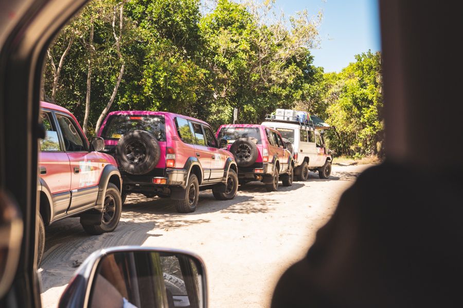 4WD vehicles in a line