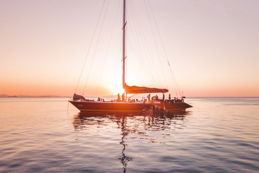 Silhouette of Boat at Sunset