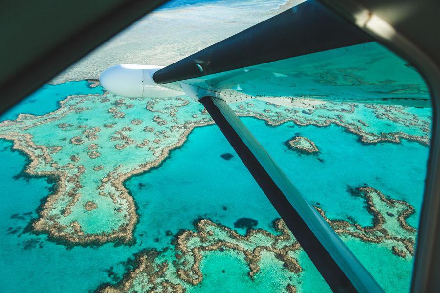 scenic flight over the heart reef in the great barrier reef