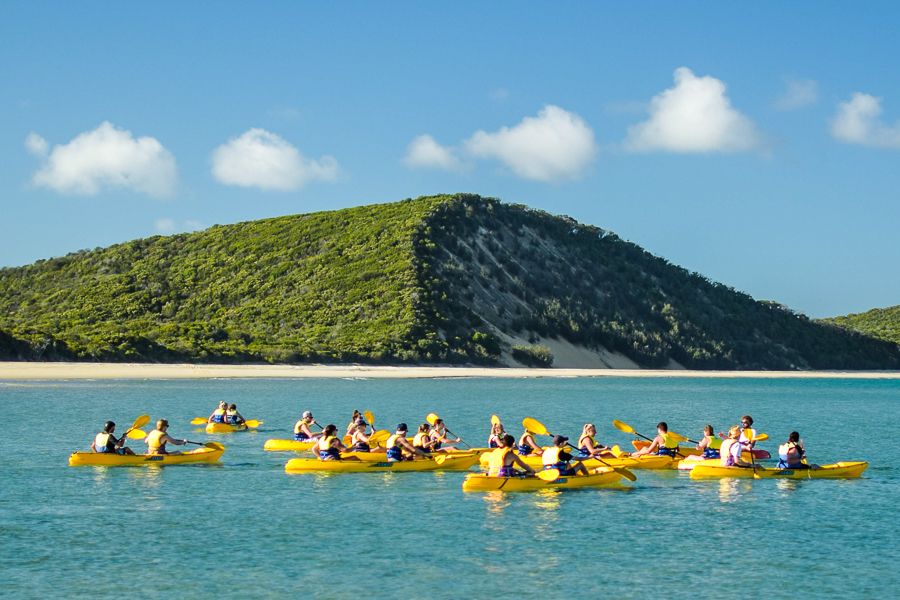 Group of Kayaks on water near Double Island Point