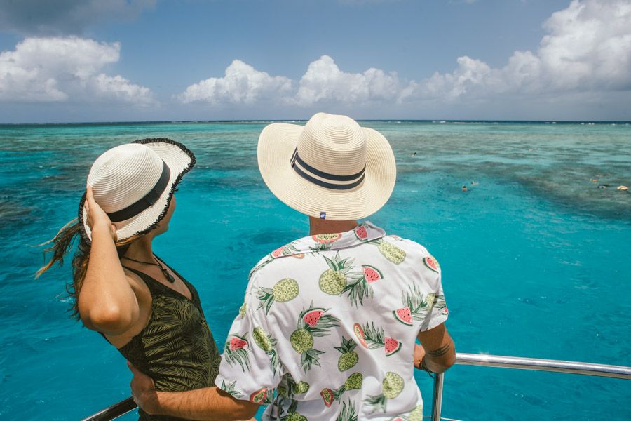 two travellers enjoying a Great Barrier Reef Tour