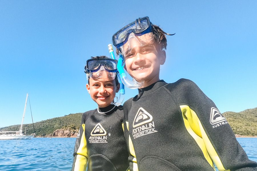 Kids snorkeling in the Whitsundays