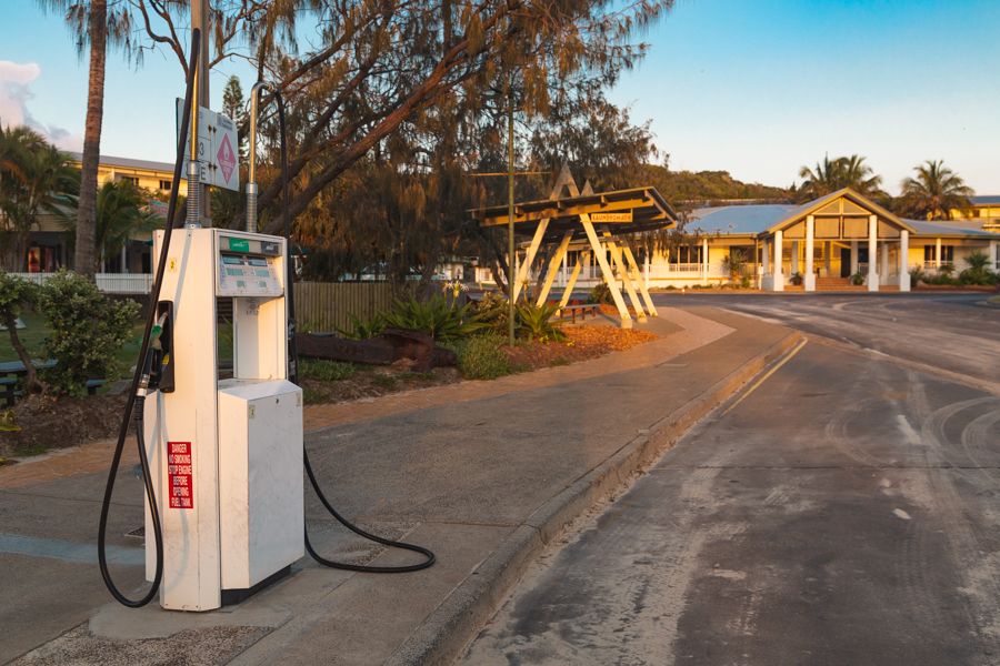 fuel station at K'gari Beach Resort on the island