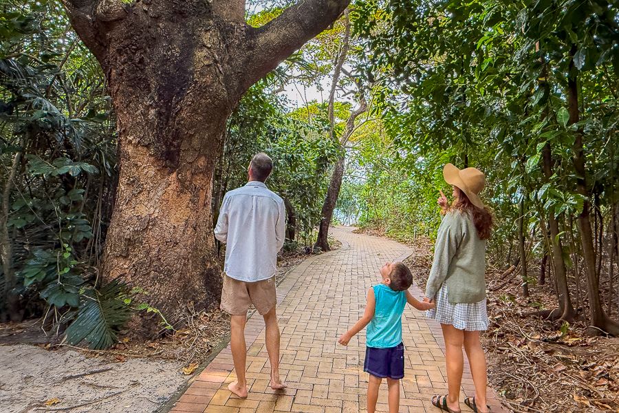 Green Island Family family walking along green island walkways
