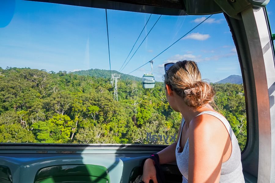 Skyrail to Kuranda, Cairns A woman on the skyrail to Kuranda