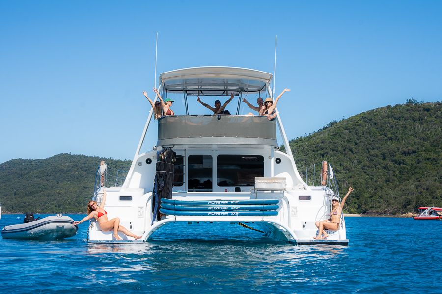 The back of a catamaran in the Whitsundays